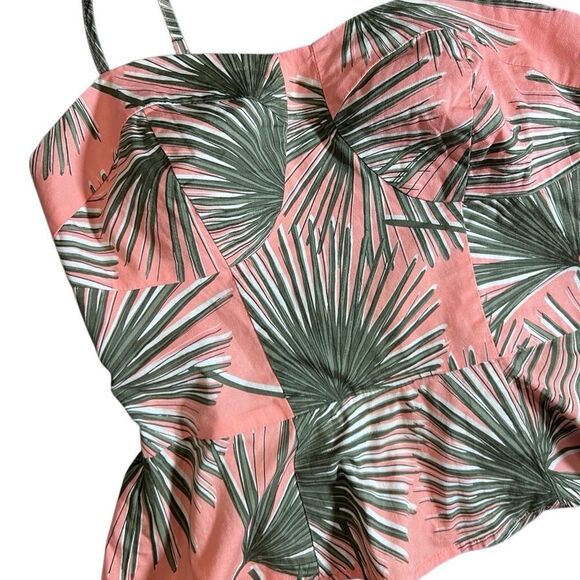 A New Day Pink Palm Leaf Tank Peplum Top Size XS - Picture 4 of 11